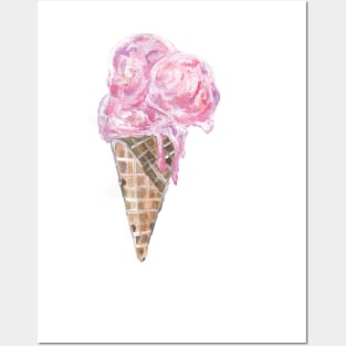 Creamy Strawberry Ice Cream Posters and Art